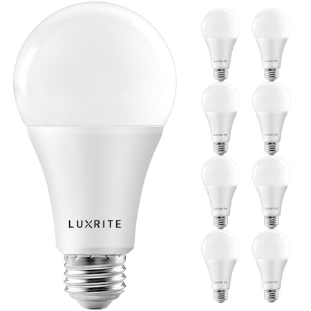Luxrite A21 LED Light Bulbs 22W (150W Equivalent) 2550LM 5000K Bright White Dimmable E26 Base 8-Pack LR21453-8PK
